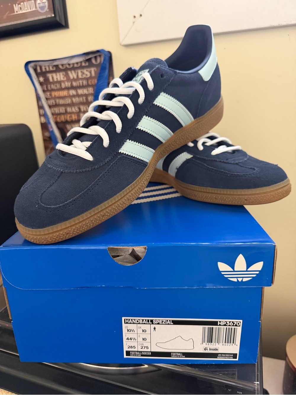adidas Navy Blue and Light Mint Handball Spezial Sneakers Germany Football Club